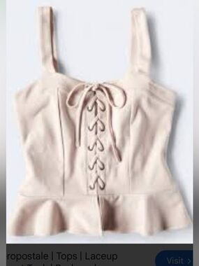 Aeropostale Blush Lace-Up Peplum Corset Tank